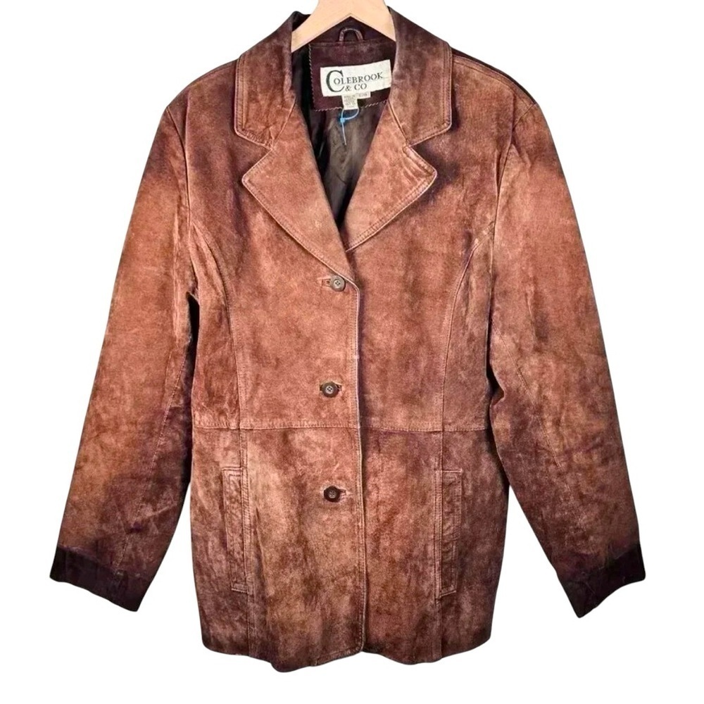 Vintage Colebrook & Co. Size Large Women Leather Suede Jacket Brown - Picture 1 of 9